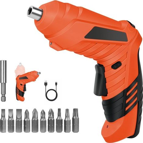Perceuse Visseuse Sans Fil 3.5Nm, Visseuse Devisseuse 1300mAh 3.6V + 11 Forets, 2 Sens Rotation + Lampe LED, Câble Charge USB, Idéal pour Artisans, Installation de Meubles et Jouets (1/5)