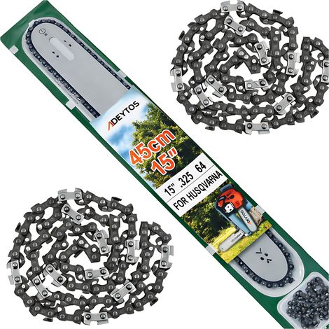 GUIDE-CHAÎNE POUR SCIE À ESSENCE + 2 CHAÎNES 45 cm 15'' 64 1,5 325 (1/5)