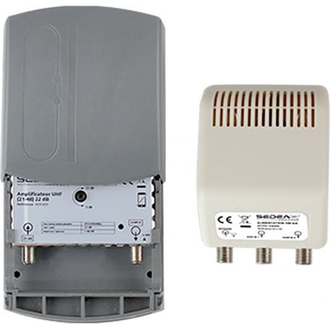 Kit Amplificateur de mât - SEDEA - 38 dB réglable - 2 sorties - Filtre LTE 700 - Canaux 21 à 48