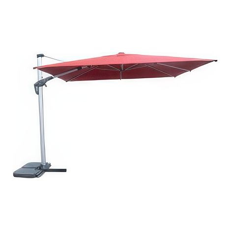 Parasol Big Capri D�port� 3 x 3 m Rouge avec Rotation et Anti-vent