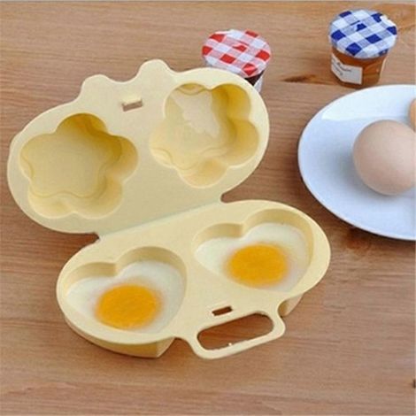 Cuiseur à œufs pochés pour la maison, ustensiles de cuisine, four à micro-ondes, cuiseur vapeur à œufs en forme de cœur et de fleurs, moule de cuisson, outil pour œufs au plat (1/2)