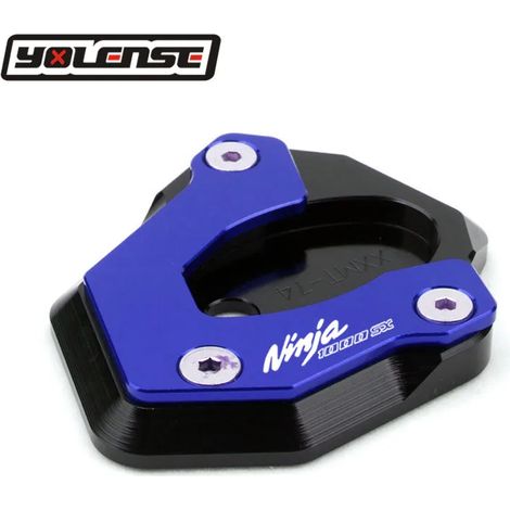 (Bleu - NINJA1000SX) Compatible avec les motos KAWASAKI NINJA1000SX et Z1000SX. Béquille latérale CNC, extension et support pour une meilleure stabilité. (1/4)