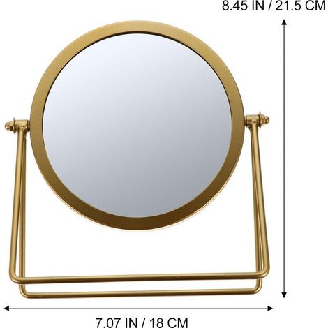 Miroir de maquillage de bureau rotatif, support doré, miroir cosmétique pour coiffeuse, salle de bain, accessoire de beauté (1/5)