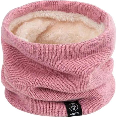 Cache-cou unisexe pour l'hiver, doublure peluche épaisse, élastique, idéal pour temps froid, extérieur et intérieur.-Pink