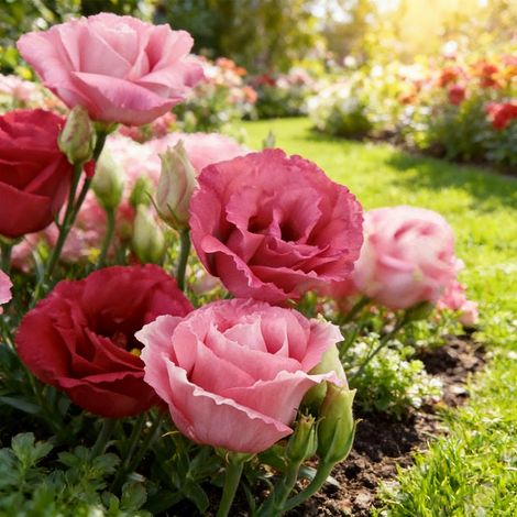 1000 Red Lucita Lisianthus Seeds – Intense Double-Flowered Eustoma, Ideal for Borders, Pots and Cut Flowers
