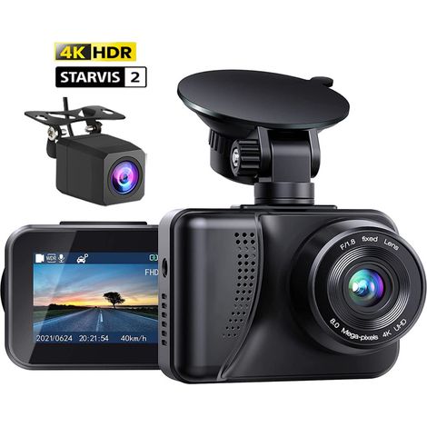 Dashcam der 2. Generation mit Dual-Kamera (Front/Rückseite) – Full-HD-Fahrrekorder (1080p) mit HDR, Nachtsicht und Loop-Aufnahme – Auto-DVR mit Breitbild – Lovez