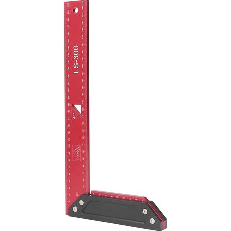 Anreißlineal aus Aluminiumlegierung, L-förmig, präzise und gut ablesbar, doppeltes 45°-Messlineal, 300 mm (1/5)