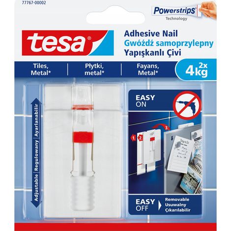 Tesa - Ganchos autoadhesivos ajustables para azulejos (2 unidades, 4 kg) (1/5)