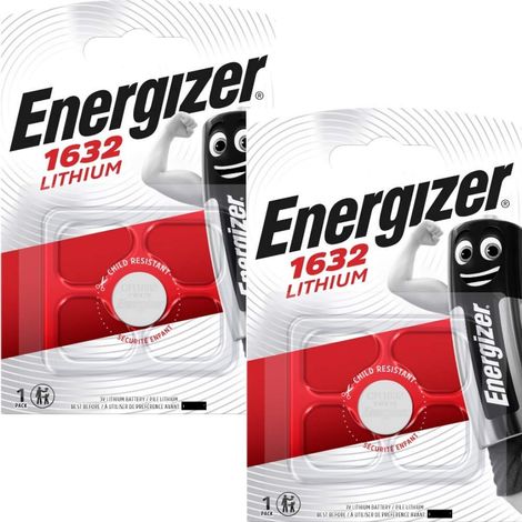 ENERGIZER Cr1632 DI1632 Lot de 2 piles boutons au lithium pour clés de voiture 3 V Argenté./1