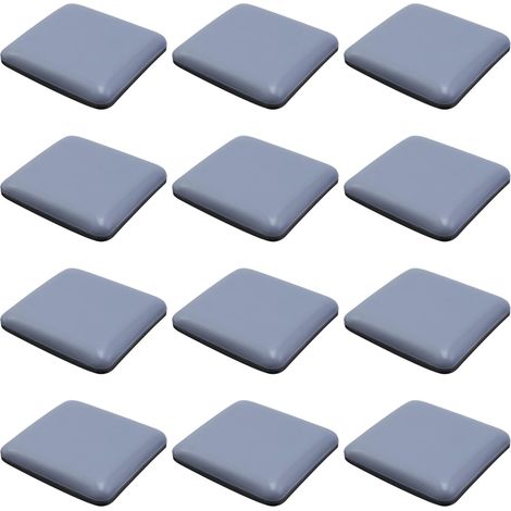 Roulettes carrées pour meubles (12 pièces), roulettes pour pieds de chaise, roulettes mobiles, tapis de protection de sol (gris) (1/4)