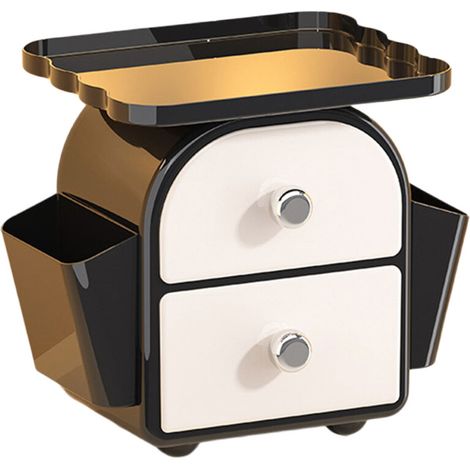 Organizadores de cajones de plástico de 2 niveles - Blanco y negro