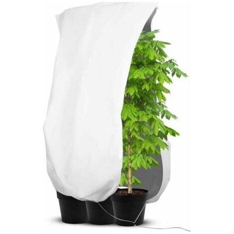 Housse de protection pour plantes d'hiver, Housse d’Hivernage pour plantes de jardin éutilisable, Housse Hivernage Plante avec fermeture éclair et cordon de serrage - Blanc - 1 Pack 120 x 180cm (1/4)