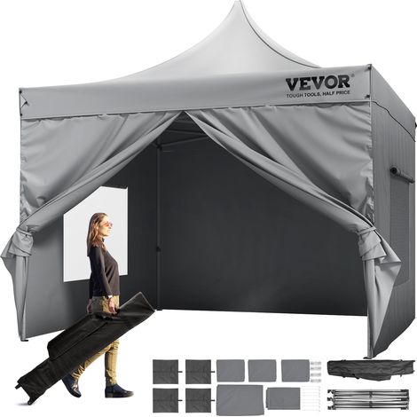 VEVOR Gazebo Tenda Pop-up Pieghevole con Pareti Laterali Rimovibili Gazebo 304,8 x 304,8 cm Portatile con Borsa a Rotelle, Tendalino Impermeabile per Eventi Feste Campeggio allAperto Giardino Cortile (1/5)