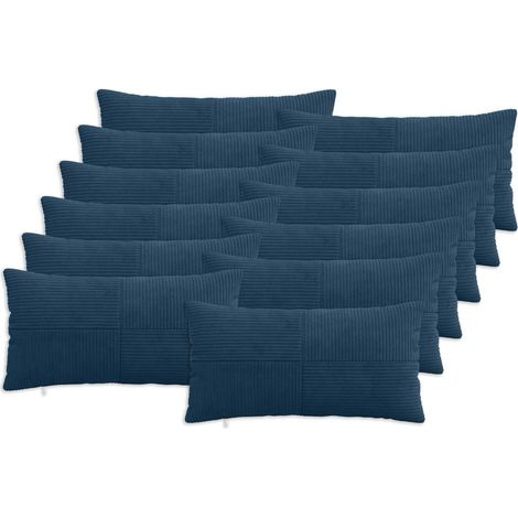vidaXL Cushion Cover 12 pcs ALMELO Navy Blue 40 x 80 cm Corduroy (1/5)