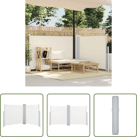 vidaXL Ausziehbarer Sichtschutz -  Ausziehbare Seitenmarkise Cremeweiß 120 x 600 cm