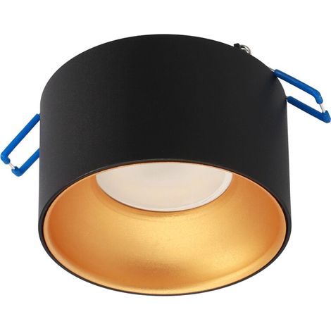 Edo Solutions – Spot encastrable rond noir avec centre doré – Aluminium – IP20 – 35W – Tension 220-240V AC – Ø85mm pour montage encastré - EDO777452 (1/5)