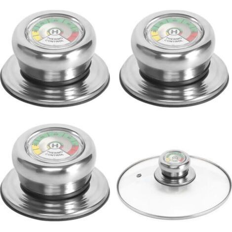Pomos para tapas de ollas (3 piezas: termómetro, mango de vidrio, pomos para tapas de ollas, mango para tapas de ollas, pomo para tapas de ollas para sartenes y cacerolas) -Crezuo