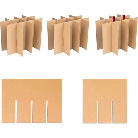 Lot de 3 Cloisons en Carton Séparateurs pour d'Expédition Séparateurs de Tiroir de Verre Kit d'Emballage pour Ustensiles de Cuisine Verres à Vin (15 Compartiments en Carton) (1/5)