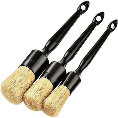 Lot de 3 brosses de nettoyage pour l'intérieur et l'extérieur de votre voiture, avec poils de tête, pour le nettoyage du tableau de bord et du tableau de bord. (1/5)