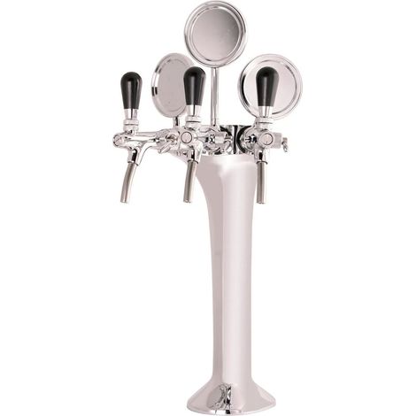 Ensemble complet Colonne tireuse à bière, Tour à bière - Chrome, 3 lignes, élégant (prix du forfait)