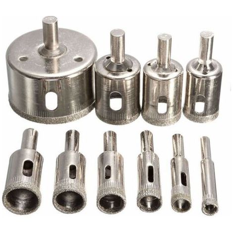 QORVA-Kit de 15 forets diamantés pour scie cloche, ensemble robuste en fer plaqué, pour verre et céramique de 6 à 50 mm