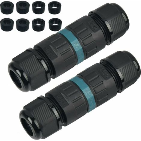 Wasserdichter IP68-Anschlusskasten, 2 Stück, 3-polig, unterirdischer, wasserdichter IP68-Kabelstecker für Kabeldurchmesser 5–12 mm, wasserdichter IP68-Stecker, Außen-Anschlusskästen für Kabelstecker
