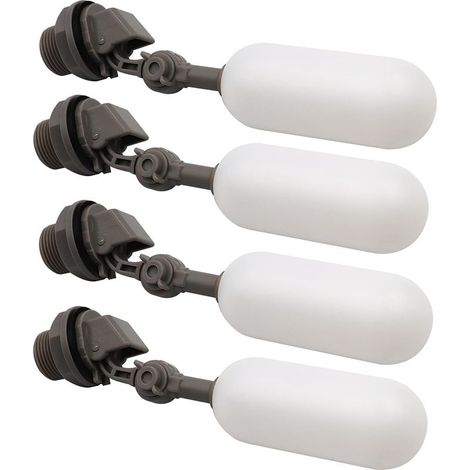 Set mit 4 Schwimmern für Wassertanks, 19 mm (3/4 Zoll), mit verstellbarem Arm, Kunststoffkugelschwimmer für Wasserfilter, Schwimmbecken, Aquarien, Tränken, Aquakulturteiche, Stauseen. (1/5)