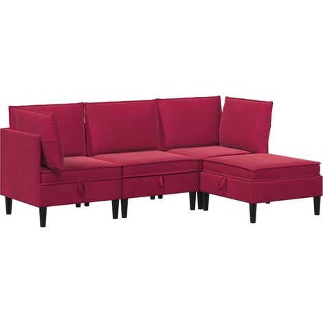 Ensemble de meubles pour le salon 4 pc Bordeaux Velours vidaXL