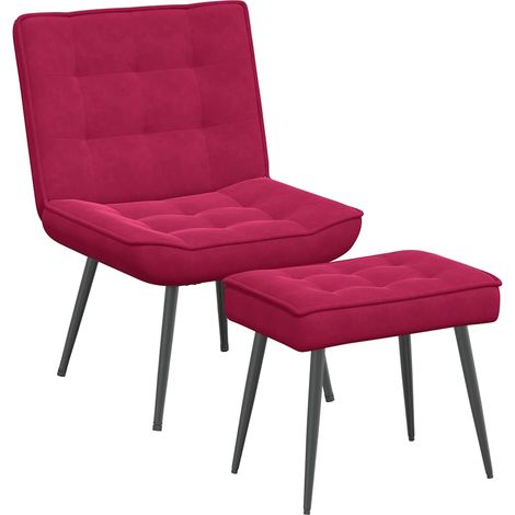 Chaise de salon,Chaise de relaxation avec tabouret Bordeaux Velours CFW45946 (1/5)