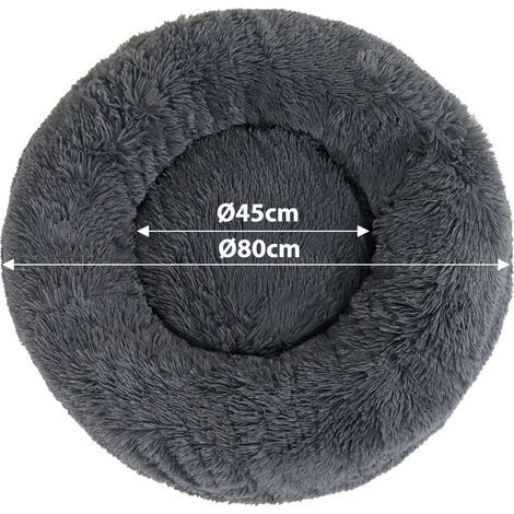 AIDUCHO Panier Pour Chien 80cm Chau Peluche Lit Pour Chat Anti Dérapant Lavable Rond En Moelleux Coussin Anti Stress Lit Pour Chiens Et Chats (Gris Foncé) (1/4)