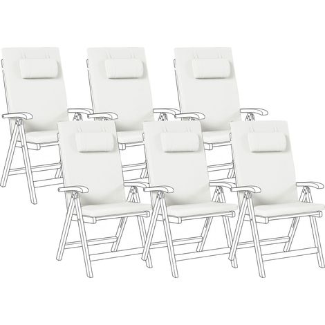 Outdoor Sitzkissen 6er Set JAVA/AMANTEA PREMIUM 50 x 71 cm Cremeweiß