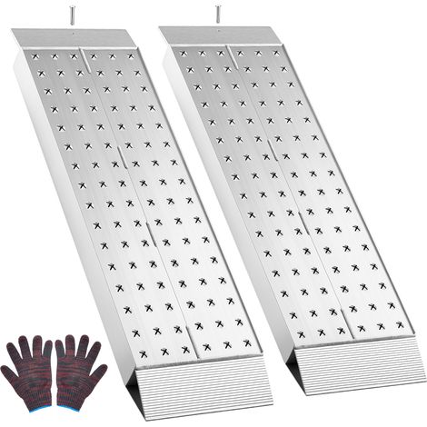 Mophorn Rampa di Carico in Alluminio, Set di 2 Pezzi 999 x 304 mm con Capacità Totale di 1360 kg per Motociclette, Tosaerba, Rimorchi e Sedie a Rotelle, Superficie Antiscivolo per Trasporto Sicuro (1/5)