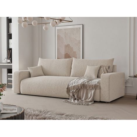 Sofa 3-Sitzer mit Schlaffunktion LUNA in Stoff Centaur Beige (1/5)