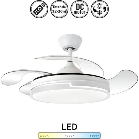 Ventilador de techo con luz silencioso DC con mando Hayate blanco 107 cm invierno-verano color luz regulable (1/3)