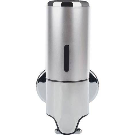Distributeur de Savon Liquide en Acier Inoxydable, Réf. 500ml-SS, Capacité 500 ml, Pour Salle de Bain Hôtel et Cuisine, Fixation Murale, Argenté (1/4)