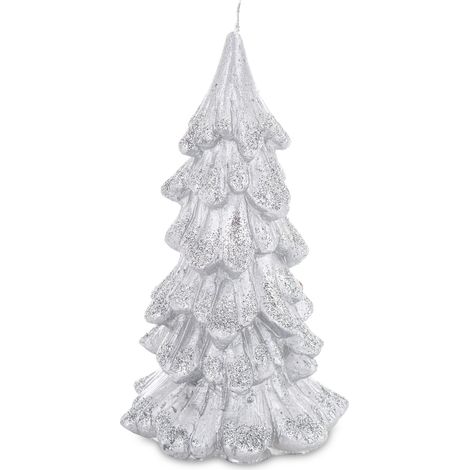 Große Weihnachtsbaum-Kerzenfigur, silberfarben, 21 x 10,5 x 10,5 cm