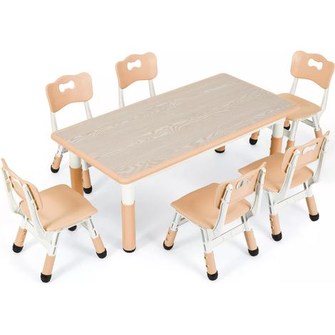 Set tavolo e sedie per bambini con 6 posti, altezza regolabile (1/5)