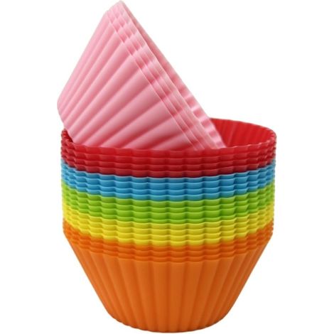 Lot de 24 moules à cupcakes en silicone, réutilisables et antiadhésifs, pour pâtisserie facile (1/5)