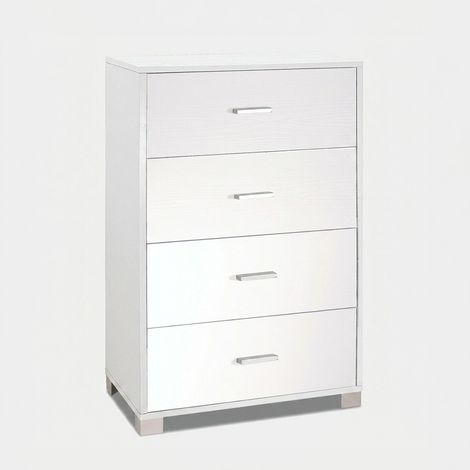 Platzsparende Schlafzimmer-Kommode mit 4 Schubladen Quadrante - Weiß