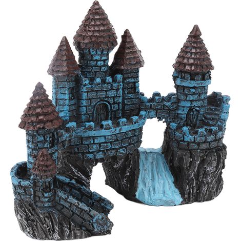 Décoration d'aquarium château simulant une cachette écologique en résine pour aquarium d'eau douce et d'eau de mer (1/5)