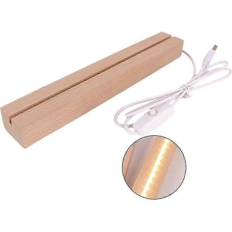 Rechteckiger, beleuchteter Sockel für LED-Nachtlicht, in Kristallholz-Optik, mit USB-Ladegerät, zur Innendekoration (15 cm) (1/5)