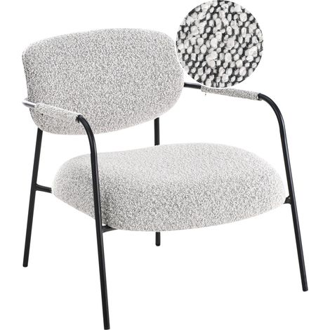 Poltrona occasionale imbottita con struttura in metallo Seduta moderna del medio secolo Nero e Bianco Ausvika