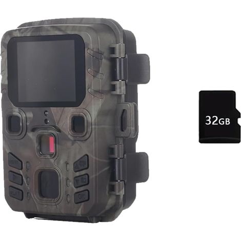 Caméra Faune Sauvage Mini Caméra De Chasse Sentier Caméras Chasseur Faune 20MP 1080P d'animaux La Forêt Piège Photo Surveillance Suivi Surveillance Fiable Précise(MINI301-32G) (1/5)