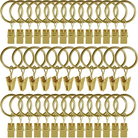 30 Stück Gardinenringe mit Clip, rostfreie Gardinenringe aus Edelstahl, Gardinenhaken aus Metall, Gardinenstangenring für Duschvorhänge und Fenstervorhänge (1/4)