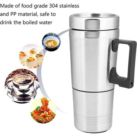 Bollitore per auto, bollitore da viaggio in acciaio inox per auto e camion, 300+tazza da 200 ml, ebollizione rapida per caffè e tè (1/4)