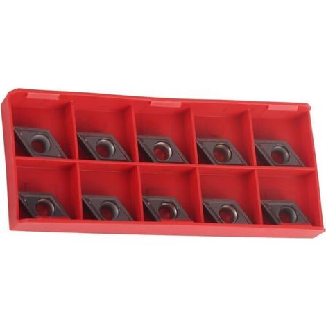 10-teiliges Set Hartmetall-Wendeschneidplatten DCMT070202 für CNC-Drehmaschinen, inklusive Aufbewahrungsbox (1/4)