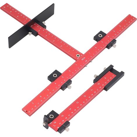 Gabarit de perçage pour quincaillerie, version rallongée en alliage d'aluminium, outil de positionnement de poinçon pour meubles et bois. (1/5)