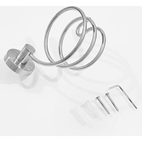 MINKUROW Supporto Da Parete Per Asciugacapelli Spazzolato, Supporto Per Asciugacapelli In Acciaio Inox Supporto Per Cavo Per Bagno In Argento Cromato Supporto Per Asciugacapelli Con Viti (1/4)