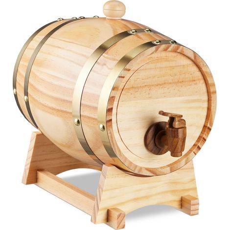 Tonneau pour Boissons, 2,2 litres, Bois, fût, Support (1/5)