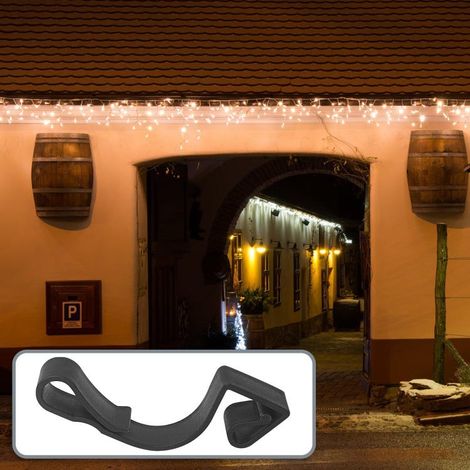 60x crochets de gouttière pour guirlandes lumineuses - crochets de gouttière en plastique - fixation pour éclairage extérieur de Noël - support de gui (1/4)